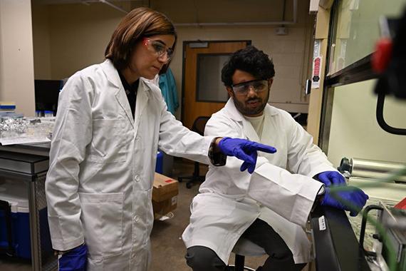 Two researchers in lab